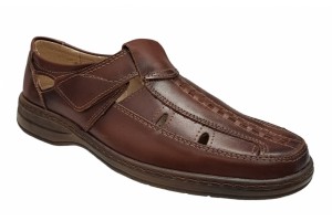 Pantofi barbati casual din piele naturala, decupati, cu scai, calapod lat - GKR24M